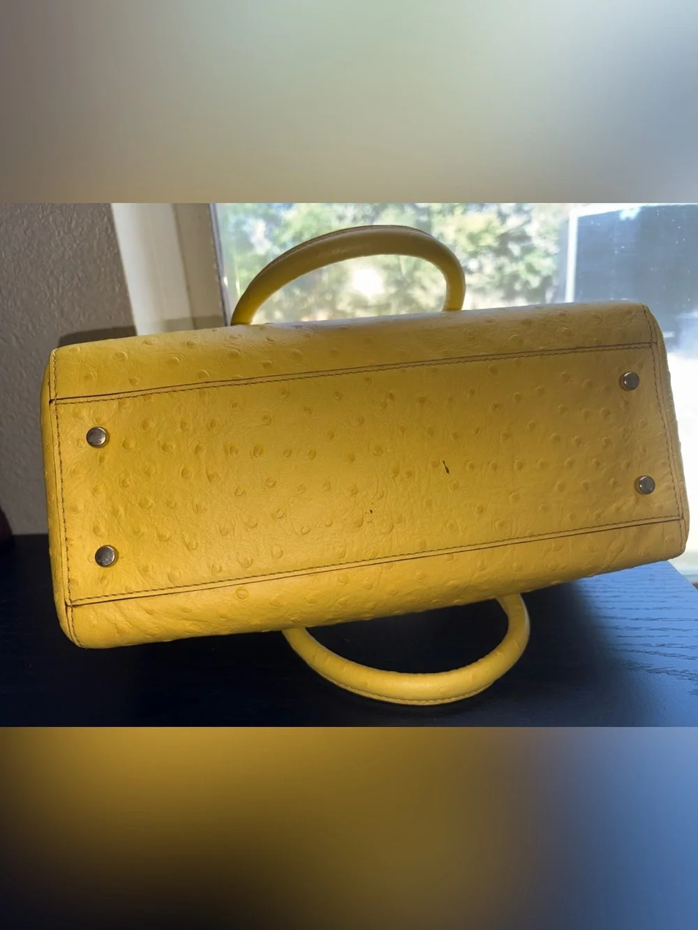 Kate Spade New York Yellow Ostrich Embossed Leather Satchel